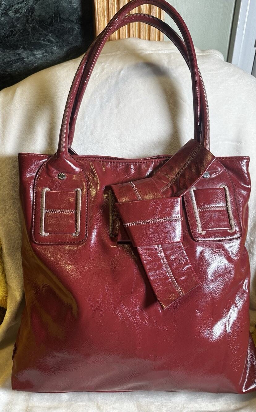 Tommy Hilfiger Cherry Red Large Women's Saratoga Tote Purse Designer City Sleek